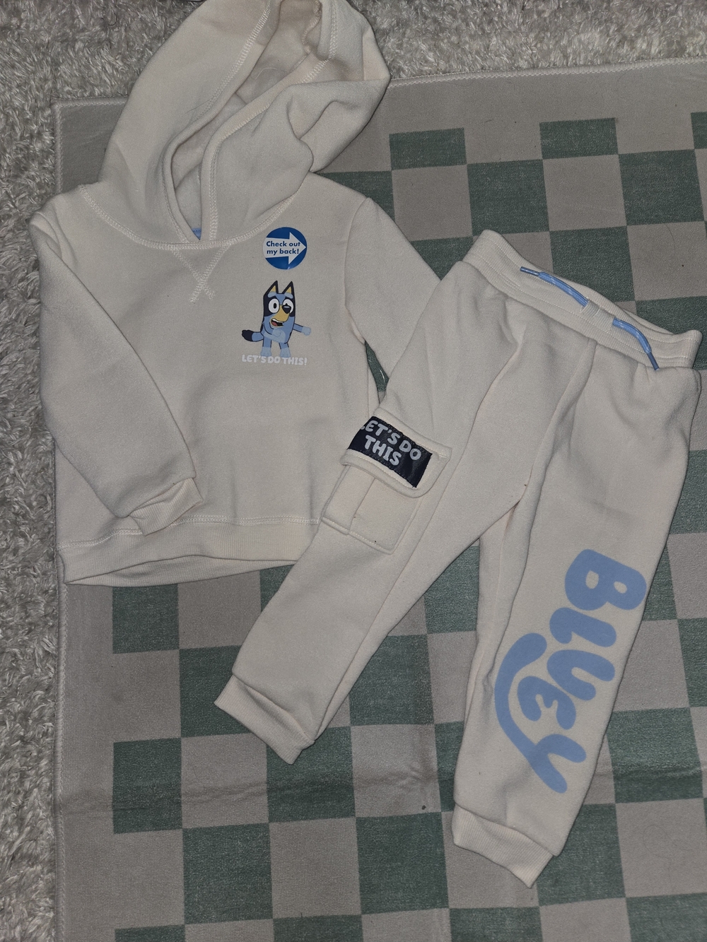 Bluey Cream Hoodie & Joggers Set - Blue Accent